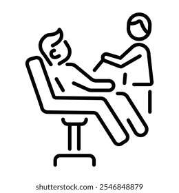 A linear icon of a person getting tattoo