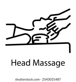 A linear icon of a person taking a head massage