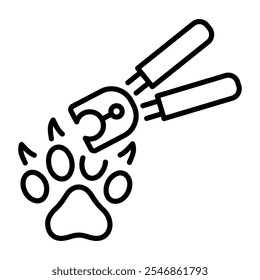 Ein lineares Symbol für einen Haustierschere 