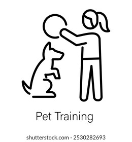 A linear icon of pet training 