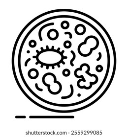 A linear icon of a petri dish 