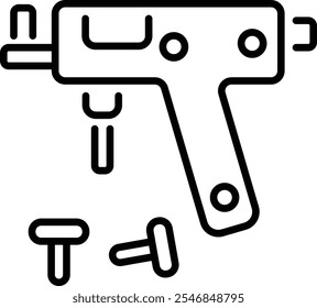 A linear icon of a piercing gun with cartridges