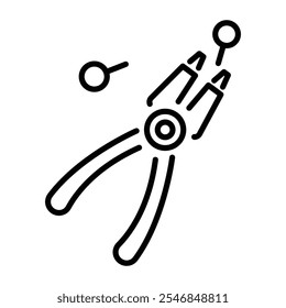  A linear icon of a piercing tool used for body piercing