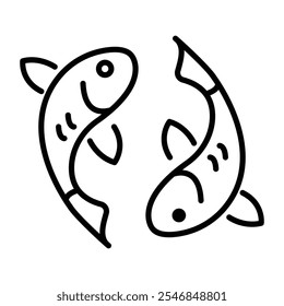 Ein lineares Symbol einer Fisch-Tätowierung