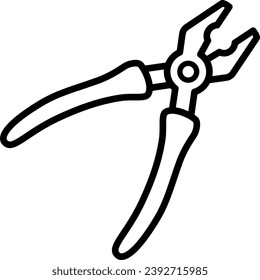 Linear icon of pliers. Editable stroke