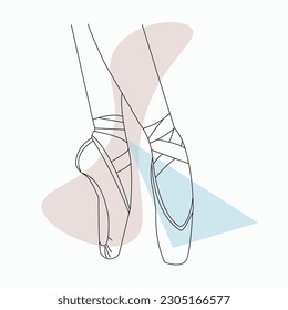 linear icon of pointe shoes with color spots for design, logo, stickers, applications, story design, covers, highlights, postcards, posters, badges