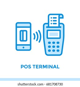Linear icon POS TERMINAL of finance, banking. Suitable for mobile apps, websites and design templates