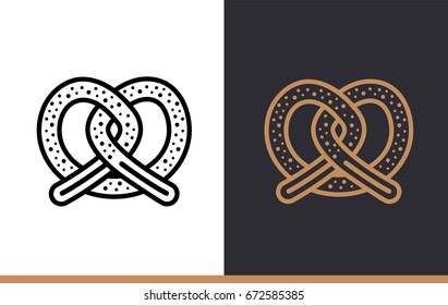 Linear icon PRETZEL of bakery, cooking. Pictogram in outline style. Suitable for mobile apps, websites and presentation