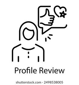 A linear icon of profile review 