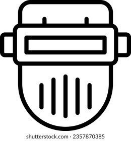 Linear icon of protective welding mask as an editable outline for your design