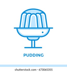 Linear icon PUDDING of bakery, cooking. Pictogram in outline style. Suitable for mobile apps, websites and presentation