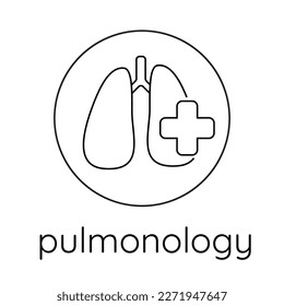 Linear icon pulmonology, lungs and medical cross