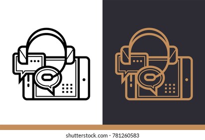 Linear icon Question, answers. Online education, e-learning. Premium template suitable for presentation, website and banners