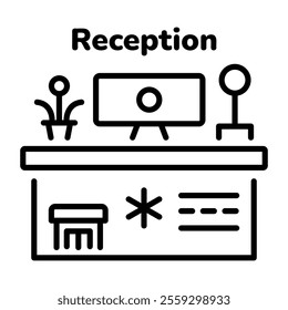 A linear icon of reception desk 