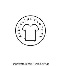 Linear Icon Recycling clothes. Vector Logo, badge for eco-friendly manufacturing. A symbol of the natural and quality clothes. Slow Conscious fashion. Ethical and eco Sustainable Materials.