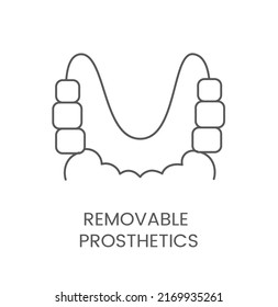 Linear icon removable prosthetics. Vector illustration for dental clinic