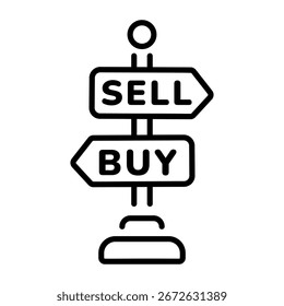 A linear icon representing a buy sell board 