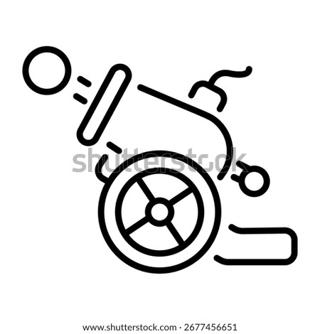 A linear icon representing a canon