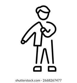 Um ícone linear representando um personagem vestindo-se