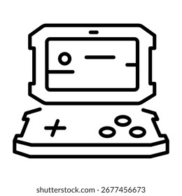 Un icono lineal que representa un portátil para juegos