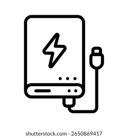 Um ícone linear que representa o carregamento móvel do banco de energia
