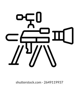 Um ícone linear representando uma estrutura de rifle bipod