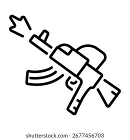 Um ícone linear representando uma arma de rifle