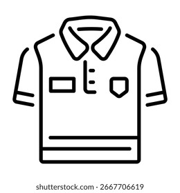Um ícone linear representando uma camisa em contorno