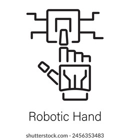 Here’s a linear icon of a robotic hand 