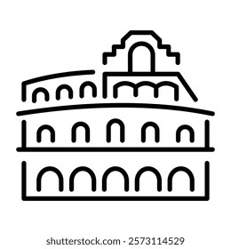 A linear icon of roman colosseum 