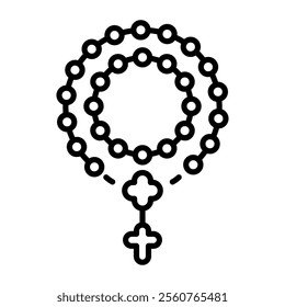 A linear icon of rosary beads 