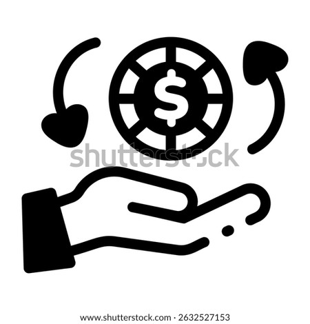 A linear icon of round shaped casino chip
