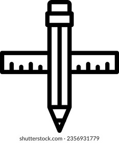 Icono lineal de la regla y el lápiz como un contorno editable para el diseño