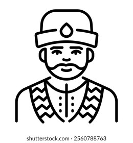 A linear icon of russian cossack 