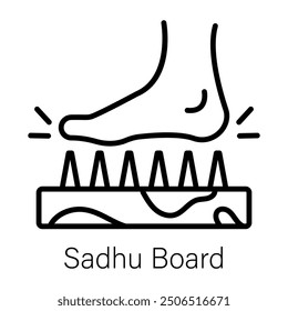 Linear icon of sadhu board with nails 