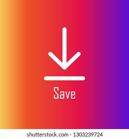 Linear icon with save icon on social gradient background for paper design. Business finance logo. Investment icon set. Tax finance symbol. Saving content.
