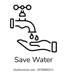 Here’s a linear icon of save water 