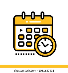 Linear icon Schedule. Online education, e-learning. Suitable for print, interface, web, presentation