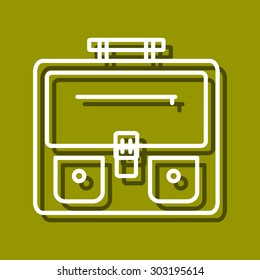 Linear icon of schoolbag for use in logo or web design. Often used for back to school design, stationery stores. Modern vector illustration for web store and mobile app.