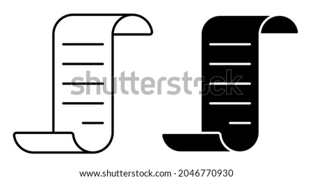 Linear icon. Scroll paper icon. Papyrus paper rolled up. Conclusion and signing of agreement on paper. Simple black and white vector isolated on white background