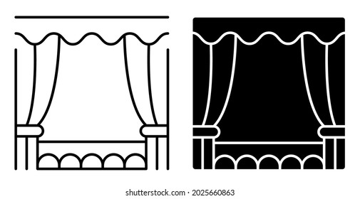 Linear icon. Seats in auditorium at theater or concert. Simple black and white vector isolated on white background