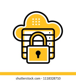 Linear icon Secure connection. Data computing. Suitable for banners, mobile application, website, interfaces
