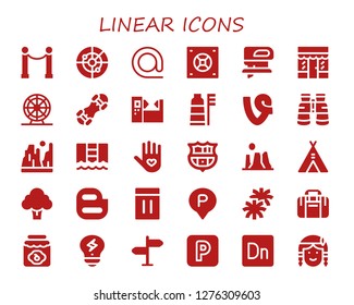  linear icon set. 30 filled linear icons. Simple modern icons about  - Line, Radar, At, Safebox, Fretsaw, Grocery, Ferris wheel, Snowboard, Machine, Toothbrush, Vine, Binoculars