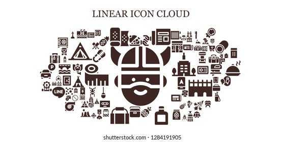  linear icon set. 93 filled linear icons. Simple modern icons about  - Viking, Salver, Swimming, Fabric, Solidarity, Newspaper, Pineapple, Whisky, Portable fridge, Gym bag, Ferris wheel