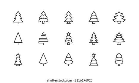 Linear icon set of christmas tree . Editable vector signs. Trendy outline pictograms. Premium pack of christmas tree  thin line icons. 