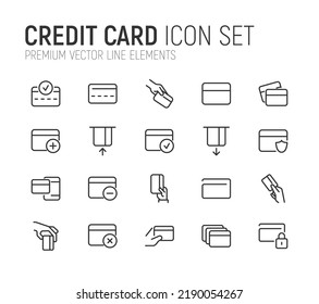 Lineare Icon-Satz von Kreditkarte. Bearbeitbare Vektorzeichen. Trendy Umrisspiktogramme. Premium-Paket von Kreditkarte dünnen Linie Symbole. 