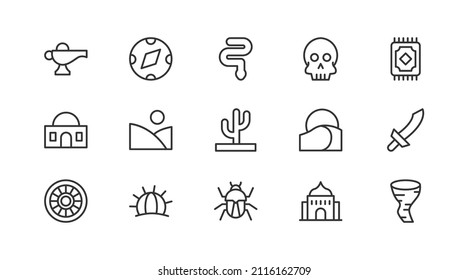 Linear icon set of desert . Editable vector signs. Trendy outline pictograms. Premium pack of desert  thin line icons. 