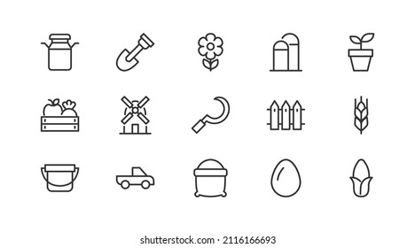 Linear icon set of farming . Editable vector signs. Trendy outline pictograms. Premium pack of farming  thin line icons. 