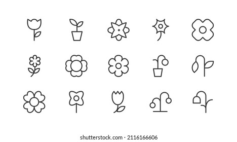 Linear icon set of flower . Editable vector signs. Trendy outline pictograms. Premium pack of flower  thin line icons. 