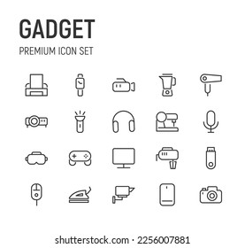 Linear icon set of gadget. Editable vector signs. Trendy outline pictograms. Premium pack of gadget thin line icons. 